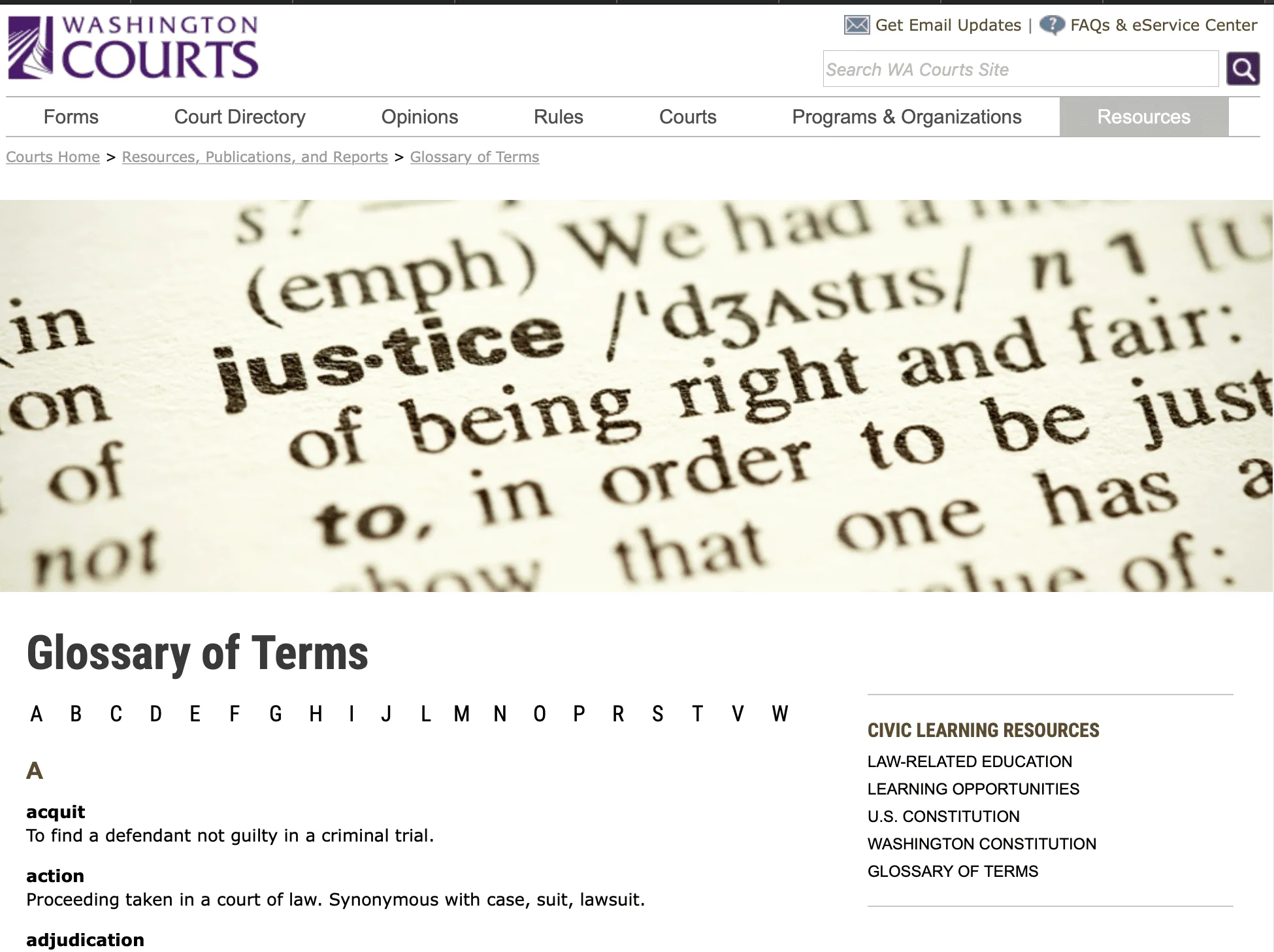 Brain injury lawsuit info- Washington Court Glossary 