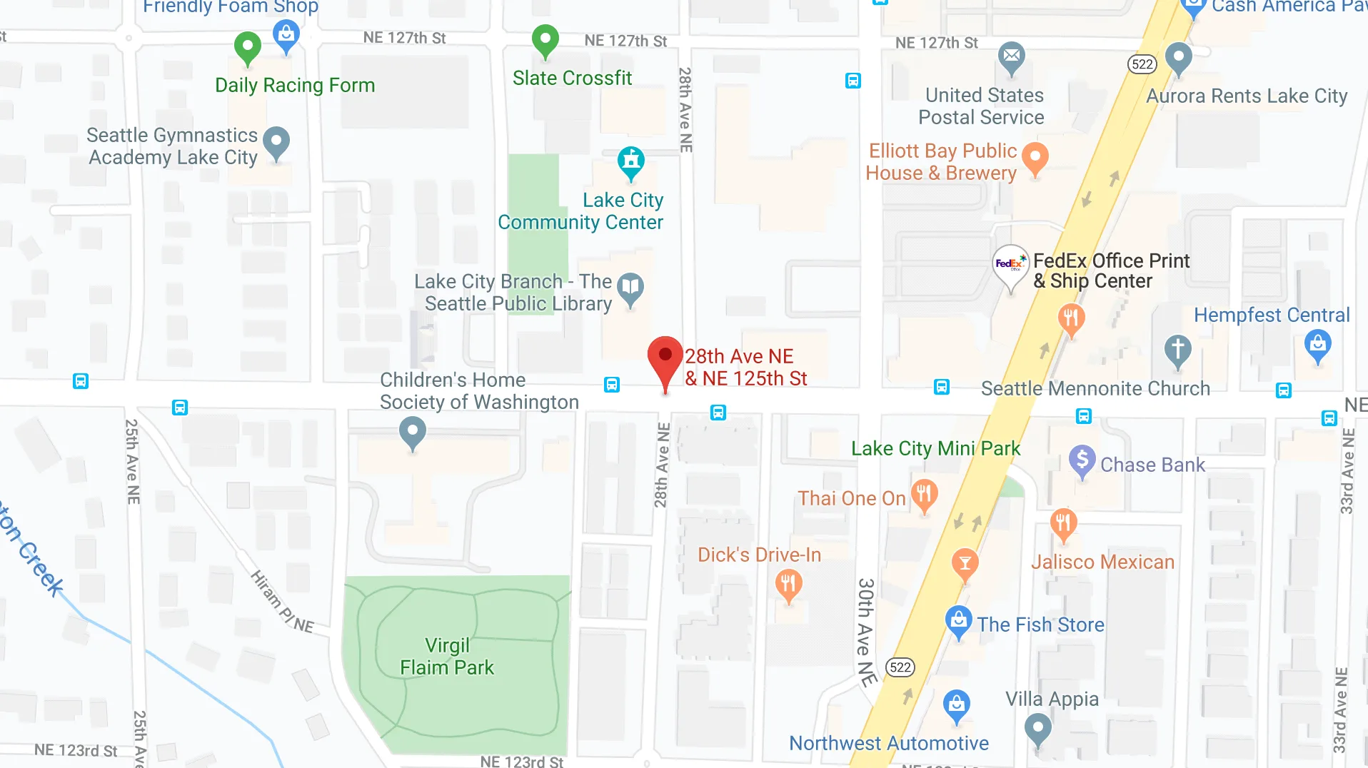 Seattle Map 28th Ave NE & NE 125th - Pedestrian death law and prevention
