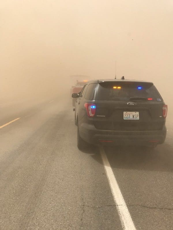Semi crash in dust storm police photo - WSP