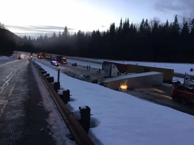 I-90 morning truck accident from exit