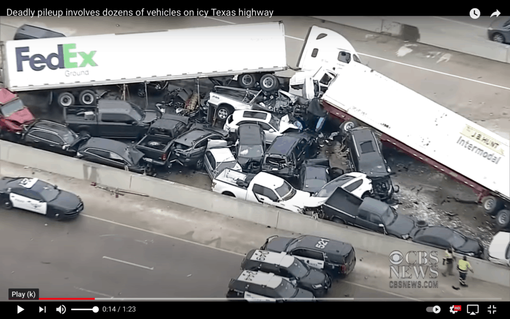 Multi-car pileup trucks Texas Video