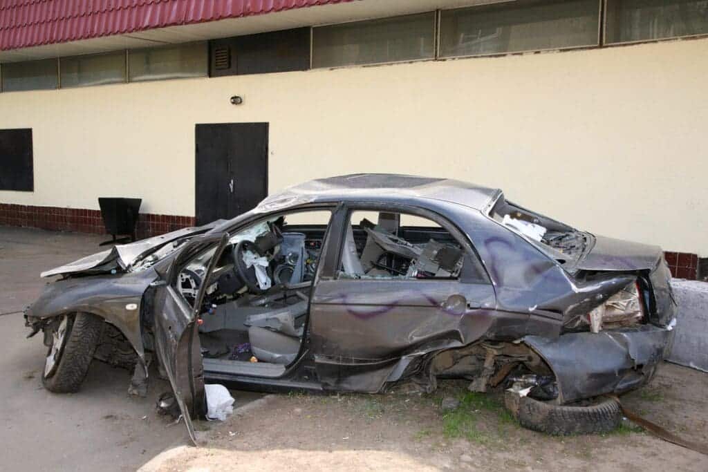 tank rolled over car