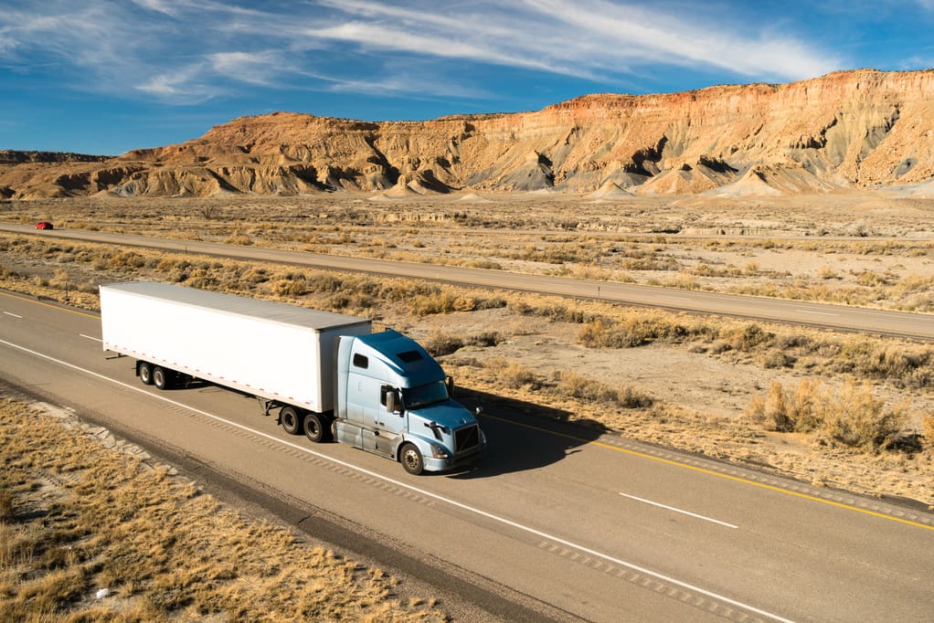 Semi Truck on long highway trip